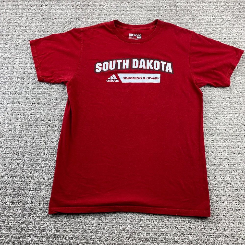 Adidas The Go To Tee Shirt Men Medium M Red South Dakota Swimming & Diving Logo